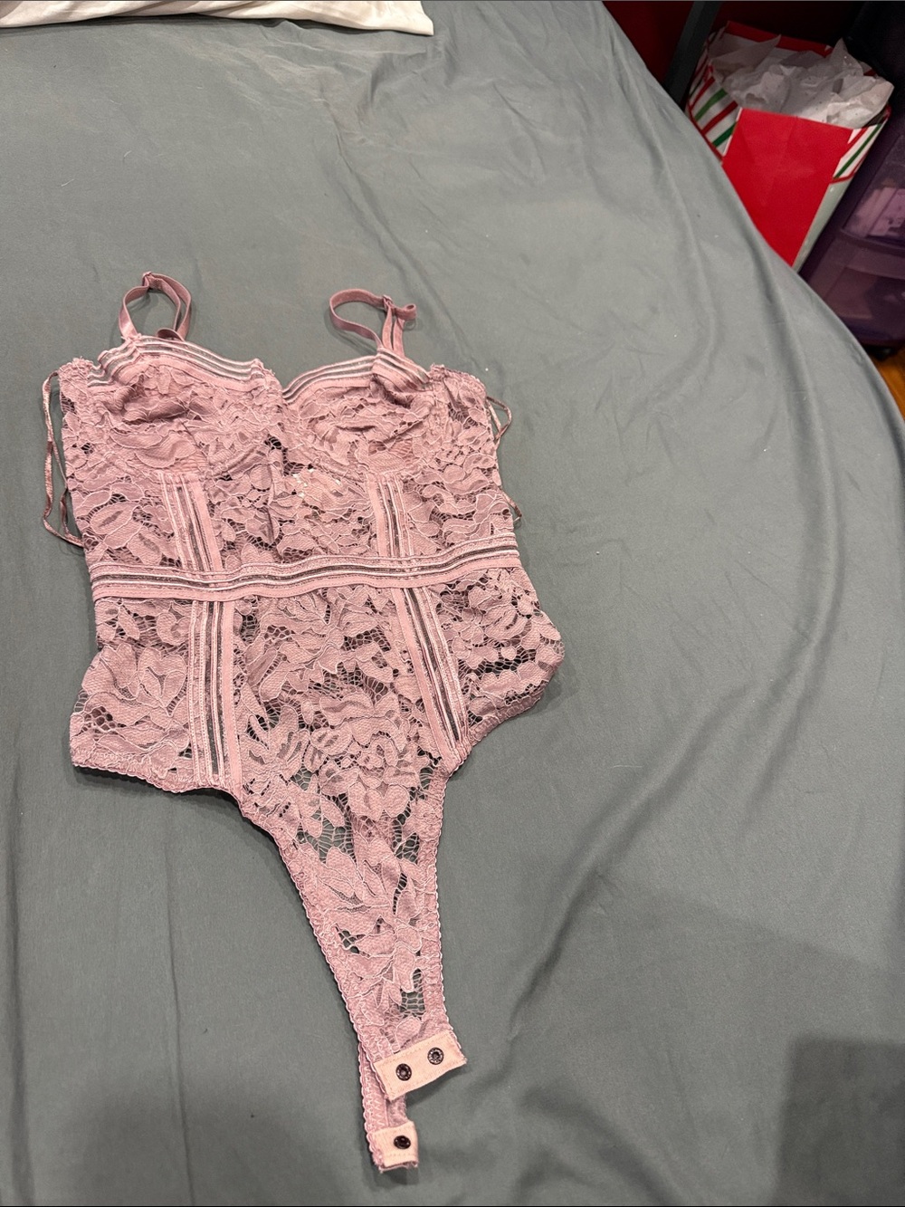 Revamped Lace Bustier Teddy - Blush Pink